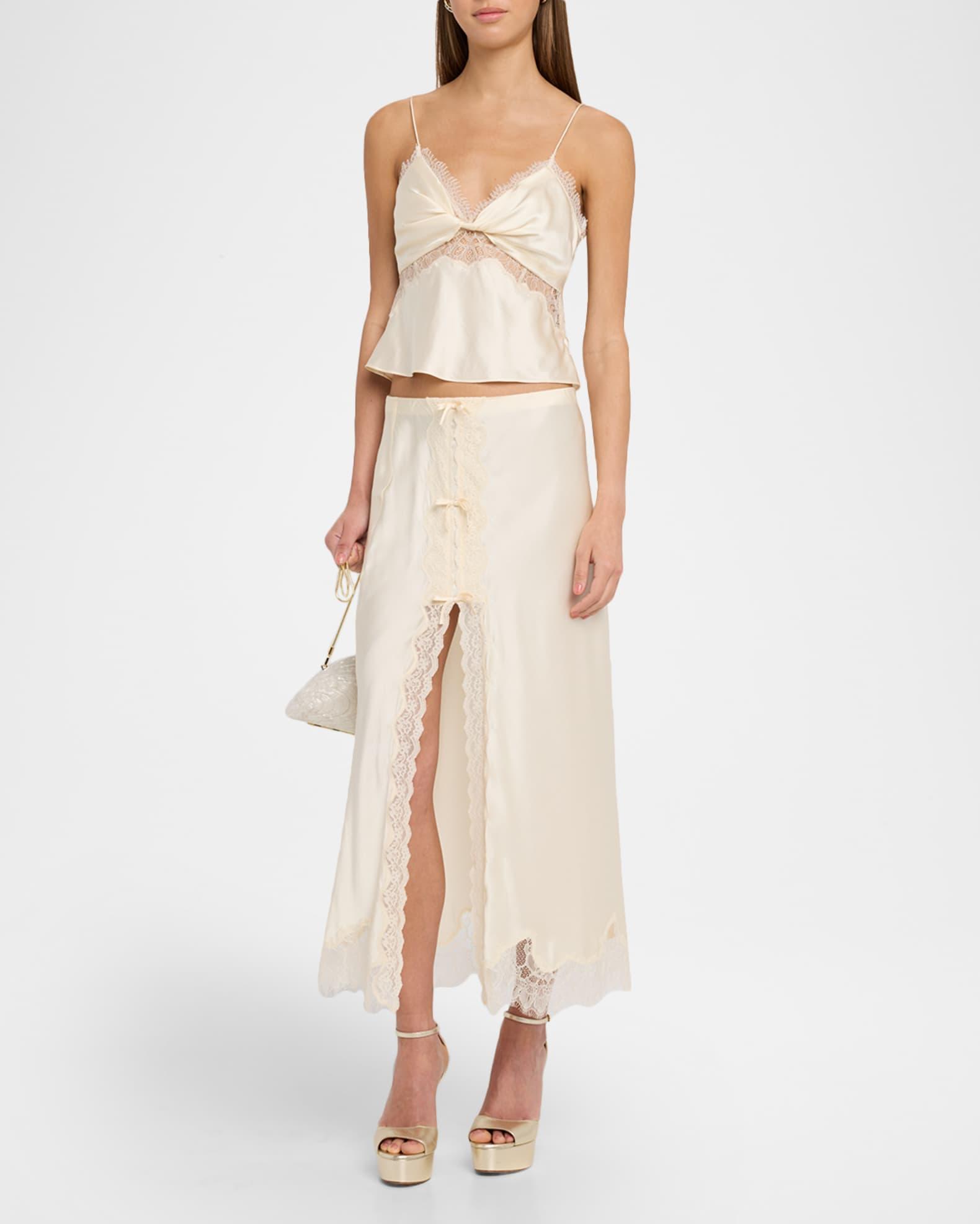 Belfast Silk-Blend Lace-Trim Top Product Image