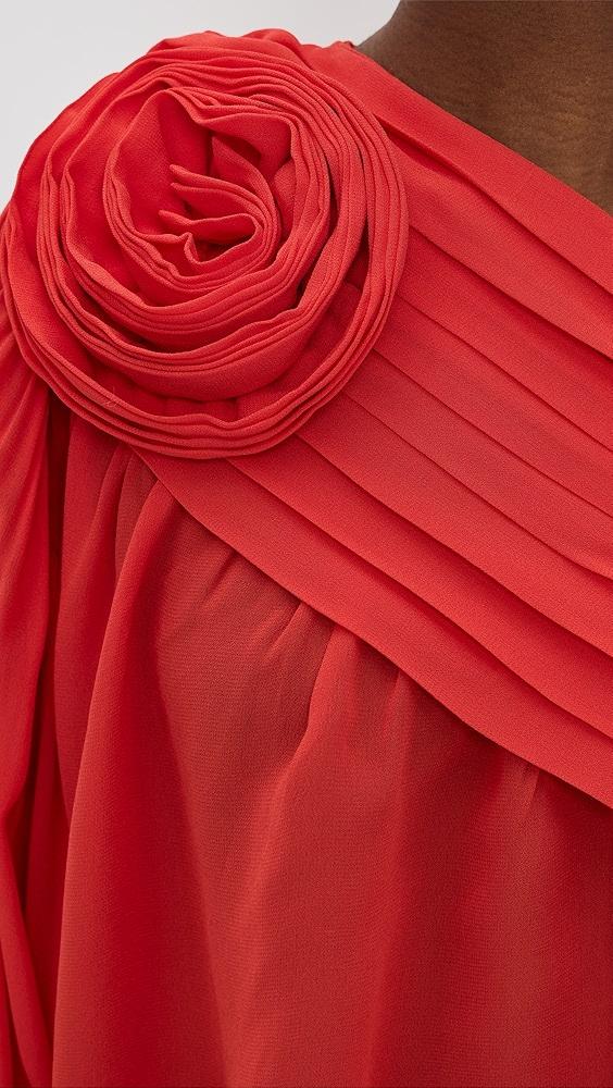 FARM Rio Red Rose One Shoulder Blouse | Shopbop Product Image