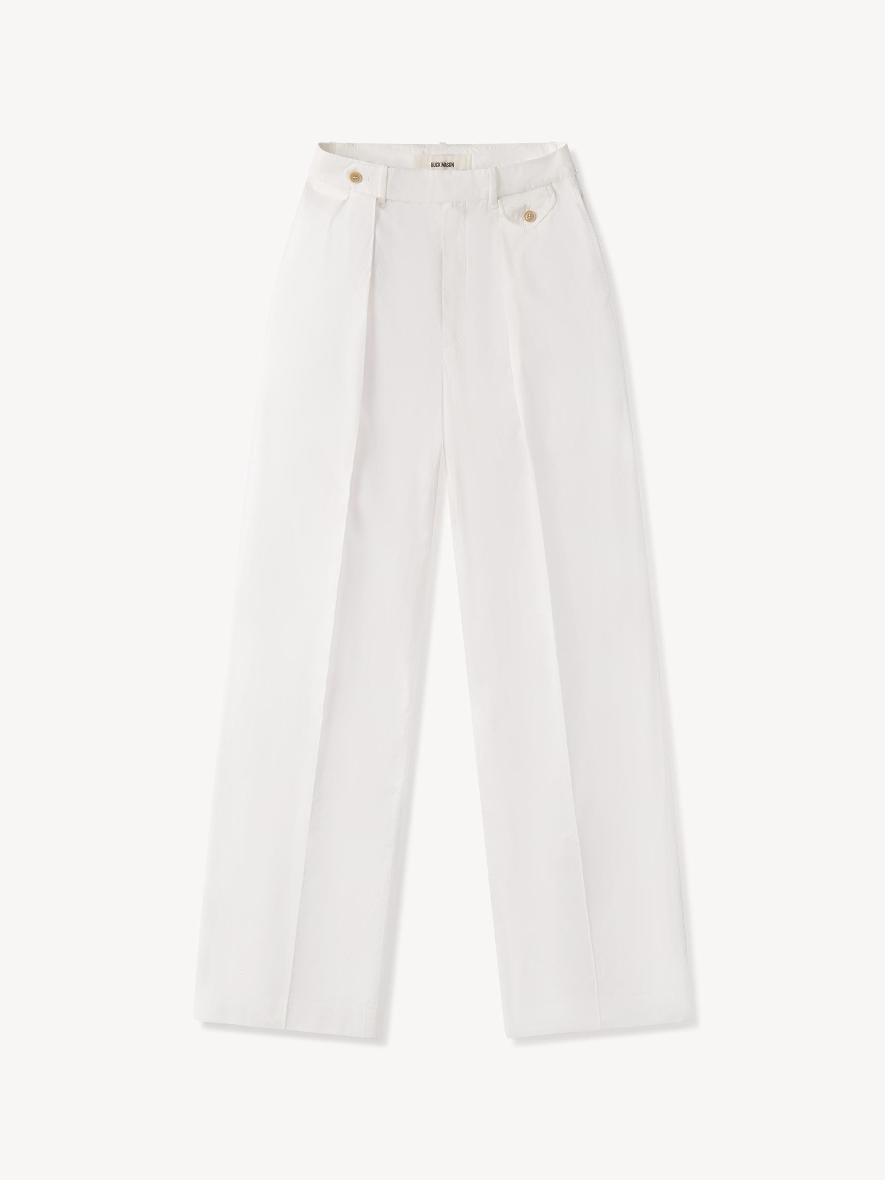 White Paperweight Poplin Pleated Trouser Product Image