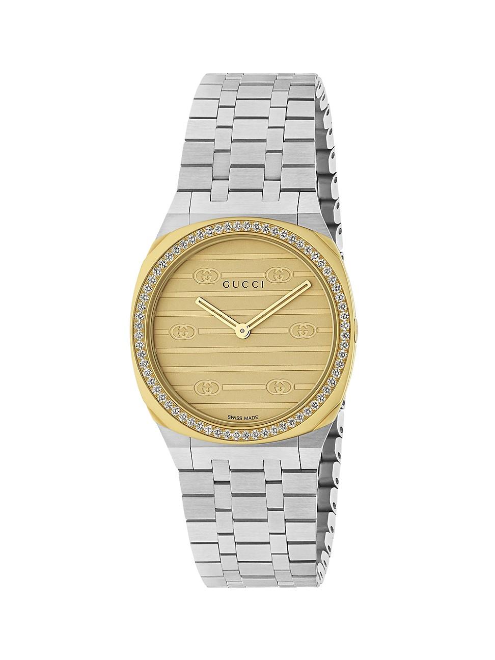 Womens Gucci 25H Two-Tone Goldtone & Stainless Steel Watch Product Image