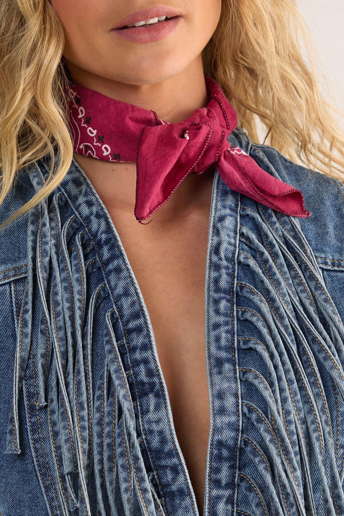 Denim Fringed Vest Product Image