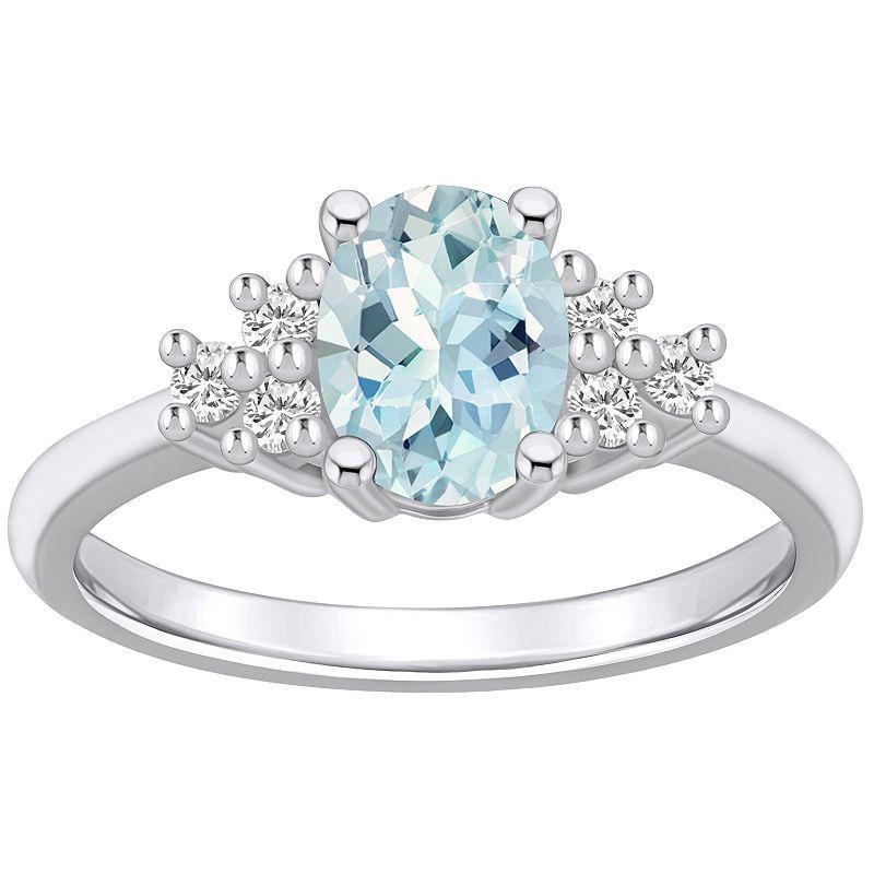 Alyson Layne 14k Gold Oval Aquamarine & 1/5 Carat T.W. Diamond Ring, Women's, Size: 9 Product Image