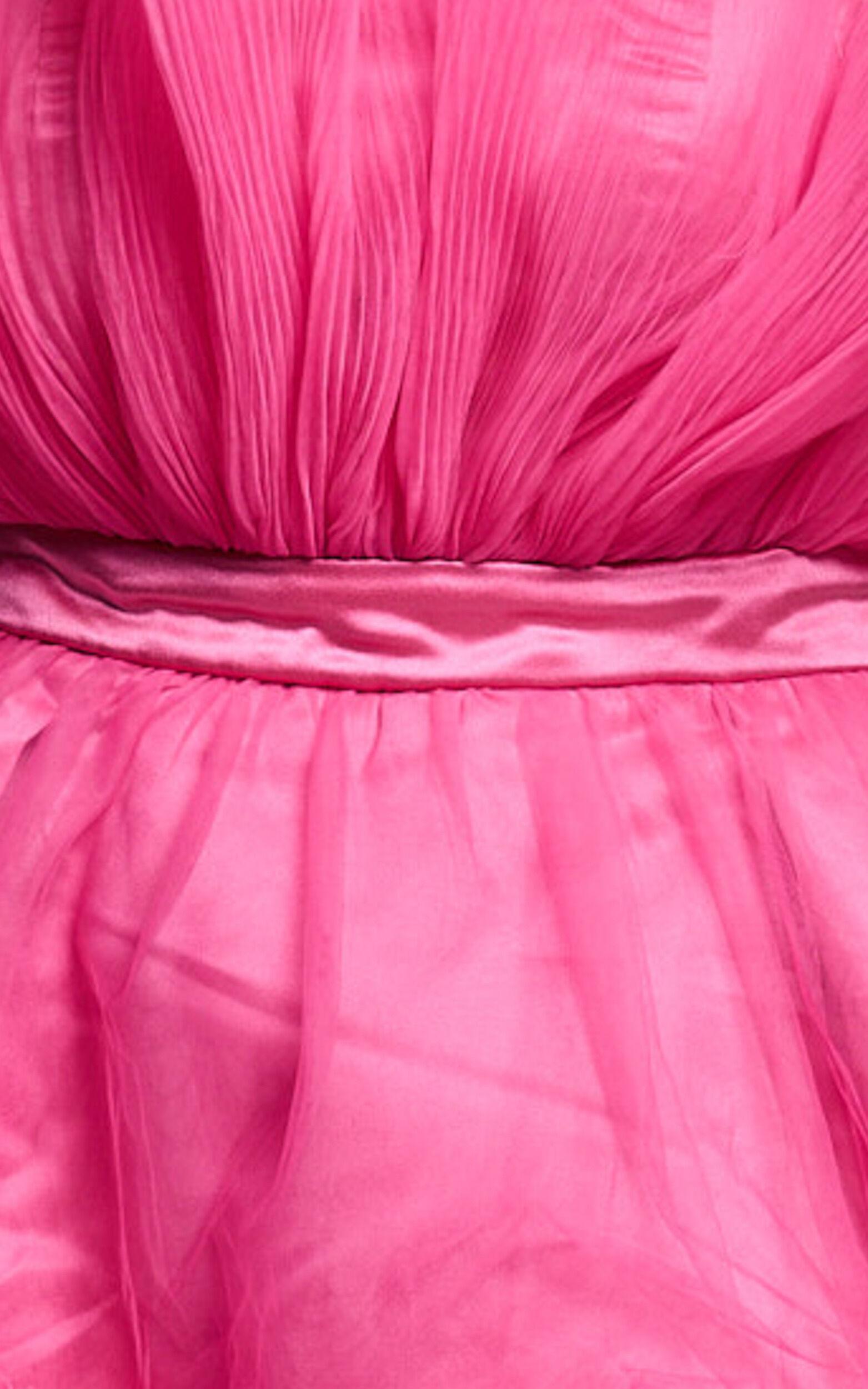 Amalya Mini Dress - Tiered Tulle Fit and Flare Dress in Hot Pink Product Image