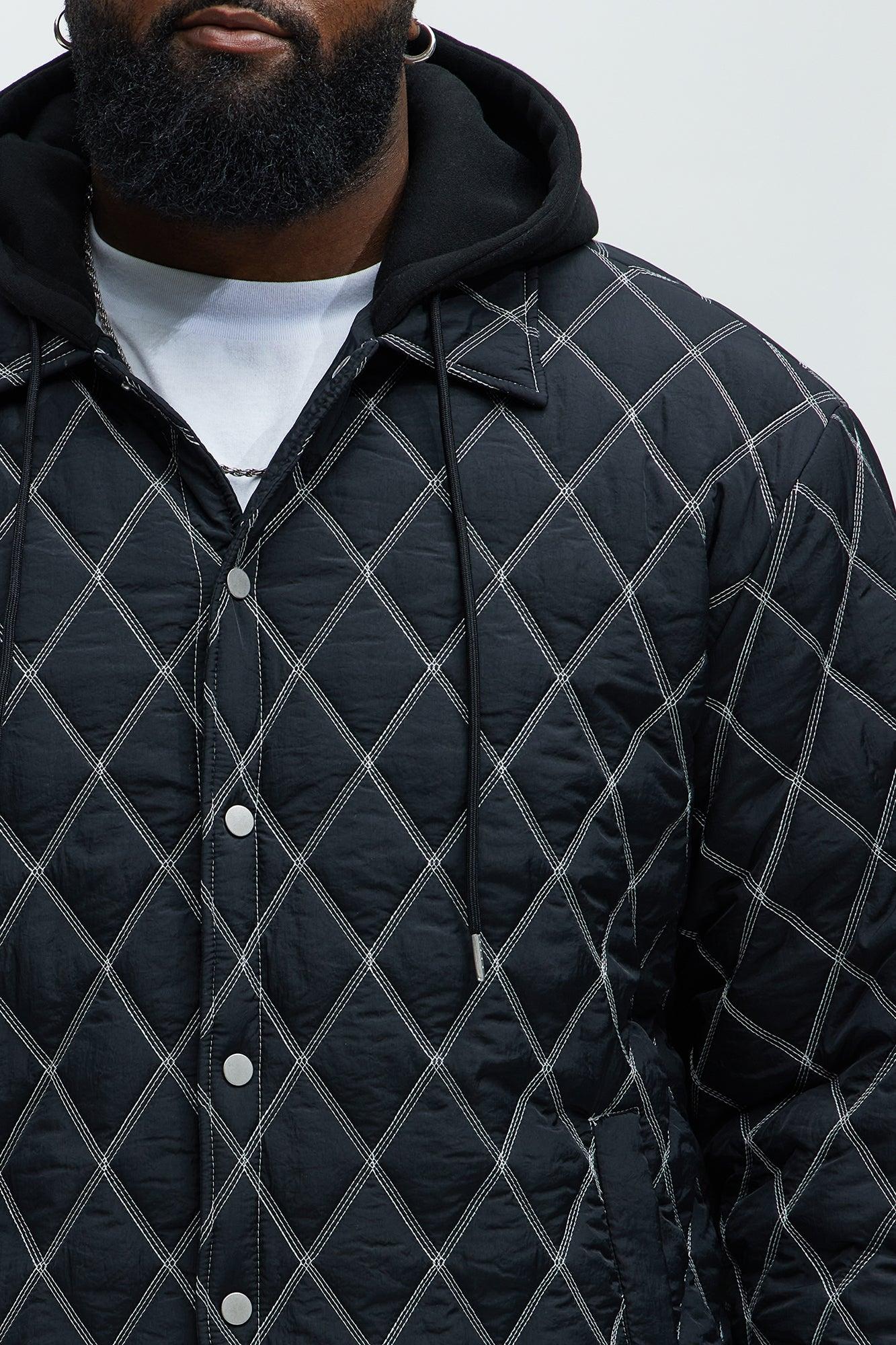 Wait Right Here Quilted Hooded Jacket - Black/combo Product Image