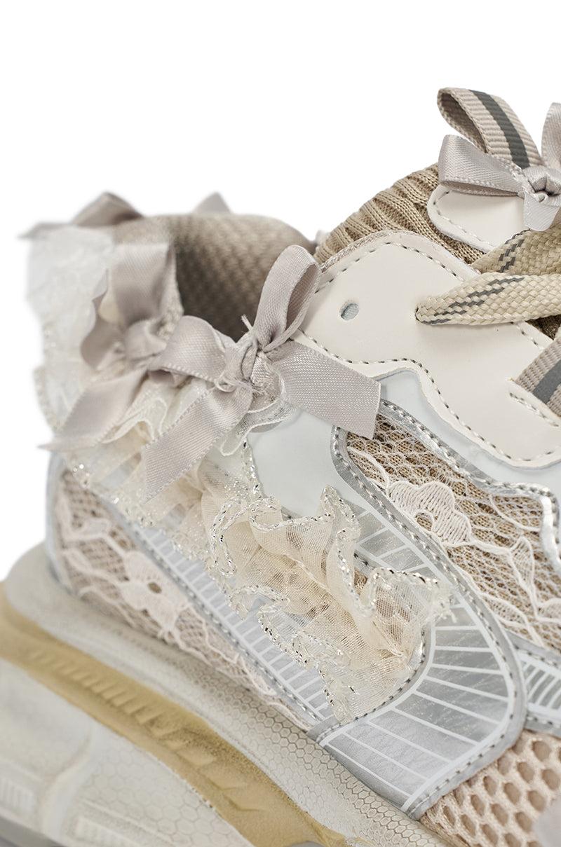 AZALEA WANG OCTAVIA WHITE BOW EMBELLISHED CHUNKY SNEAKER Product Image