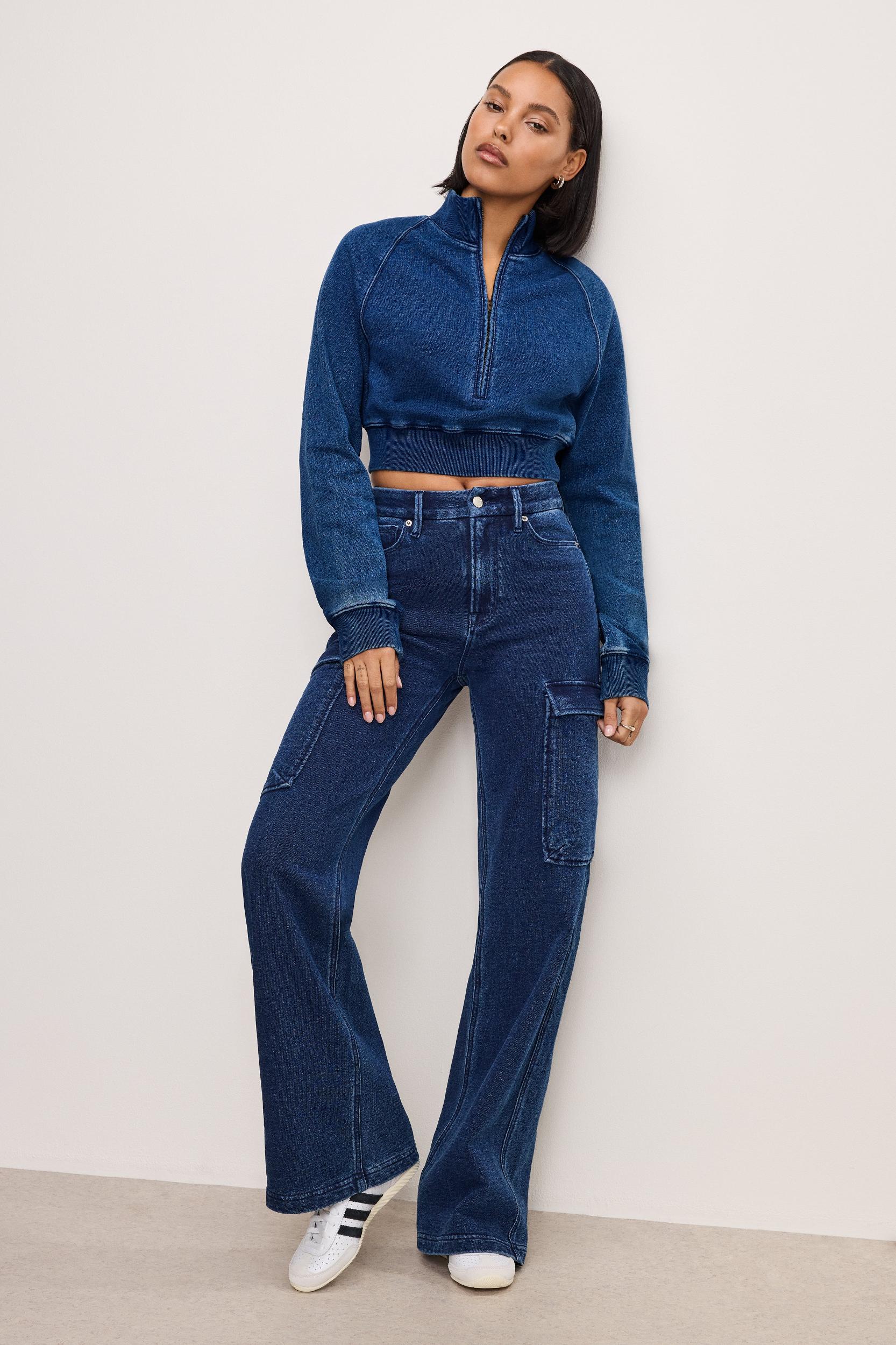 JEANIUS HALF ZIP SWEATSHIRT | INDIGO377 Product Image