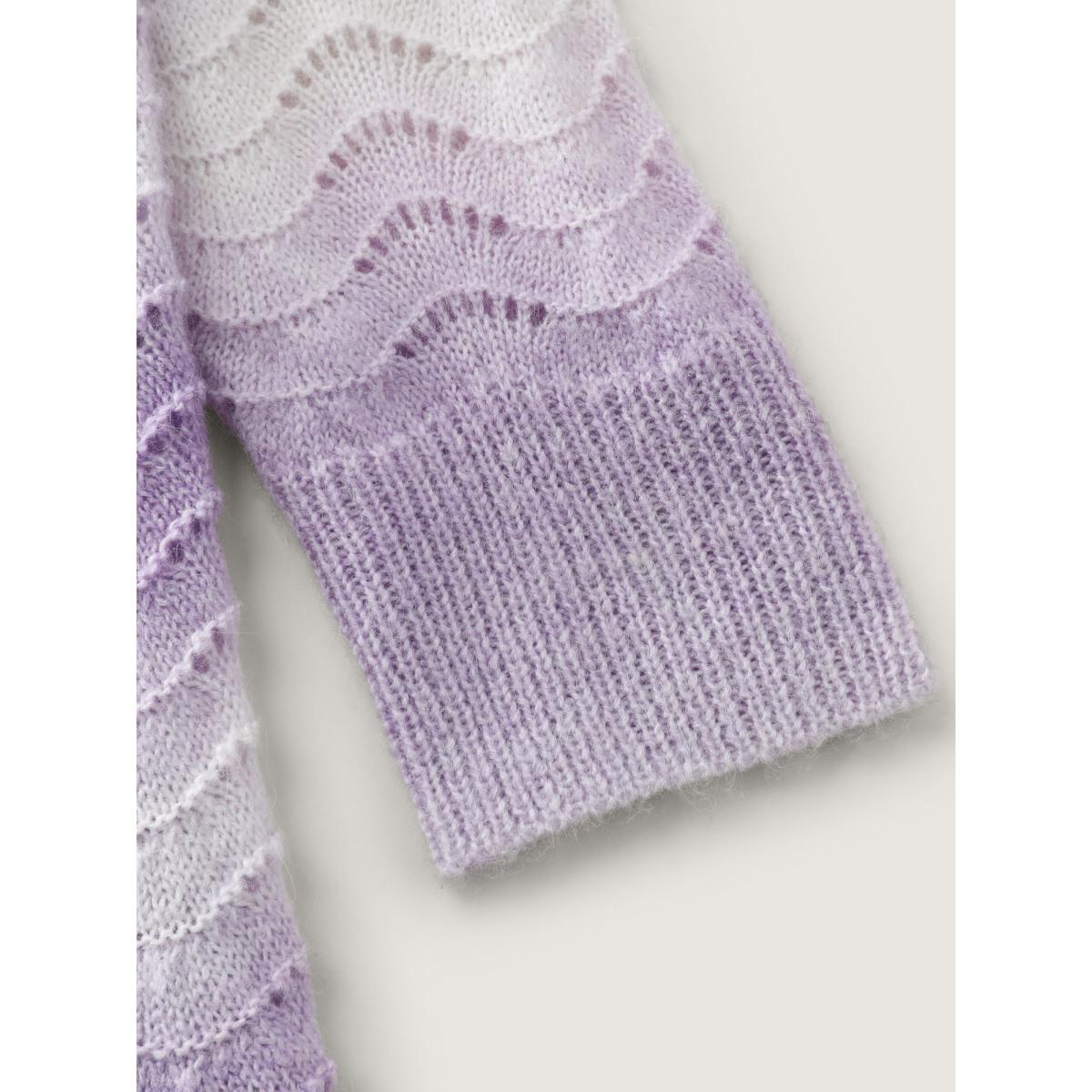 Plus Size Textured Color Gradient Drop Shoulder Pullover Lilac Women Leisure Loose Long Sleeve Round Neck Casual Pullovers BloomChic 22-24/3X Product Image