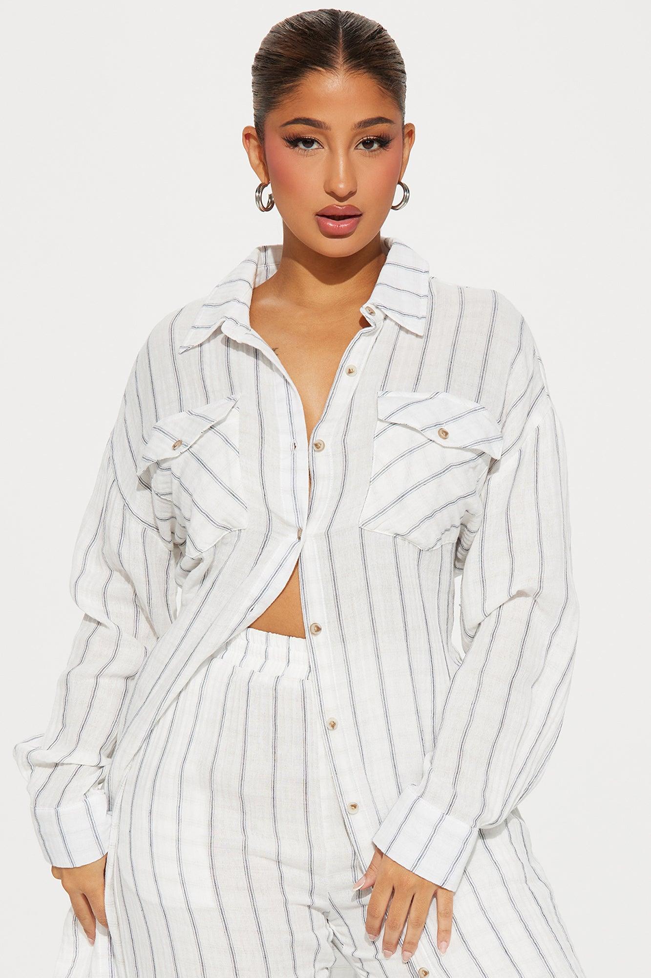 The Perfect Striped Pant Set - White/combo Product Image