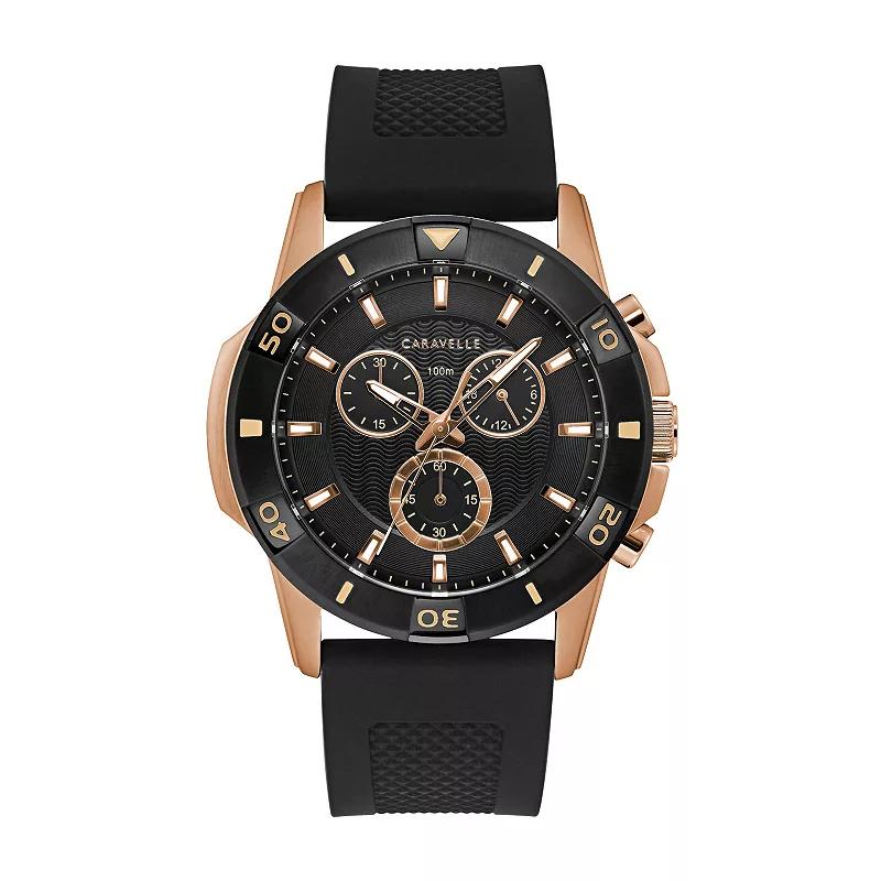 Caravelle by Bulova Mens Chronograph Black Silicone Watch - 45B157 Product Image