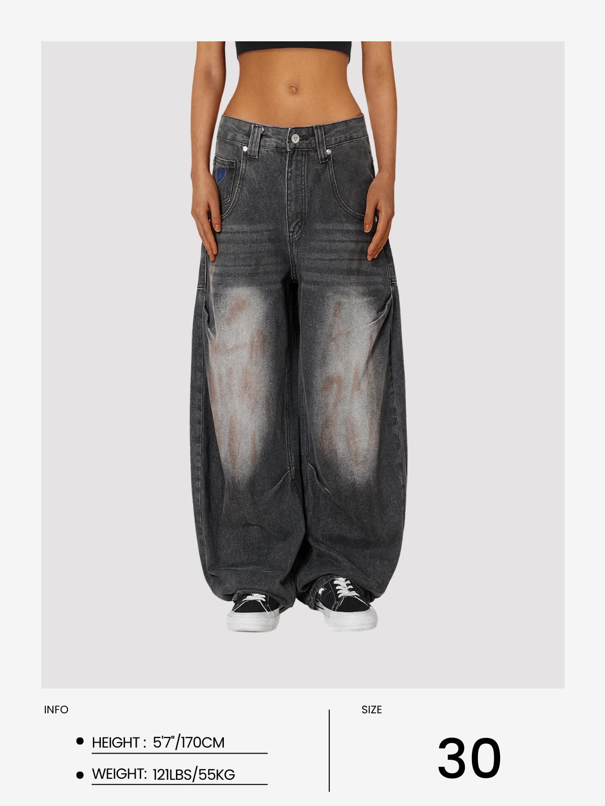 Aelfric Eden Dirty-Dyed Super Baggy Barrel Jeans Product Image