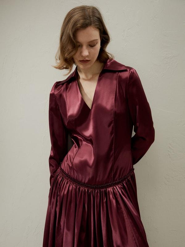 Villemajou Pleated Silk Maxi Shirt Dress Product Image