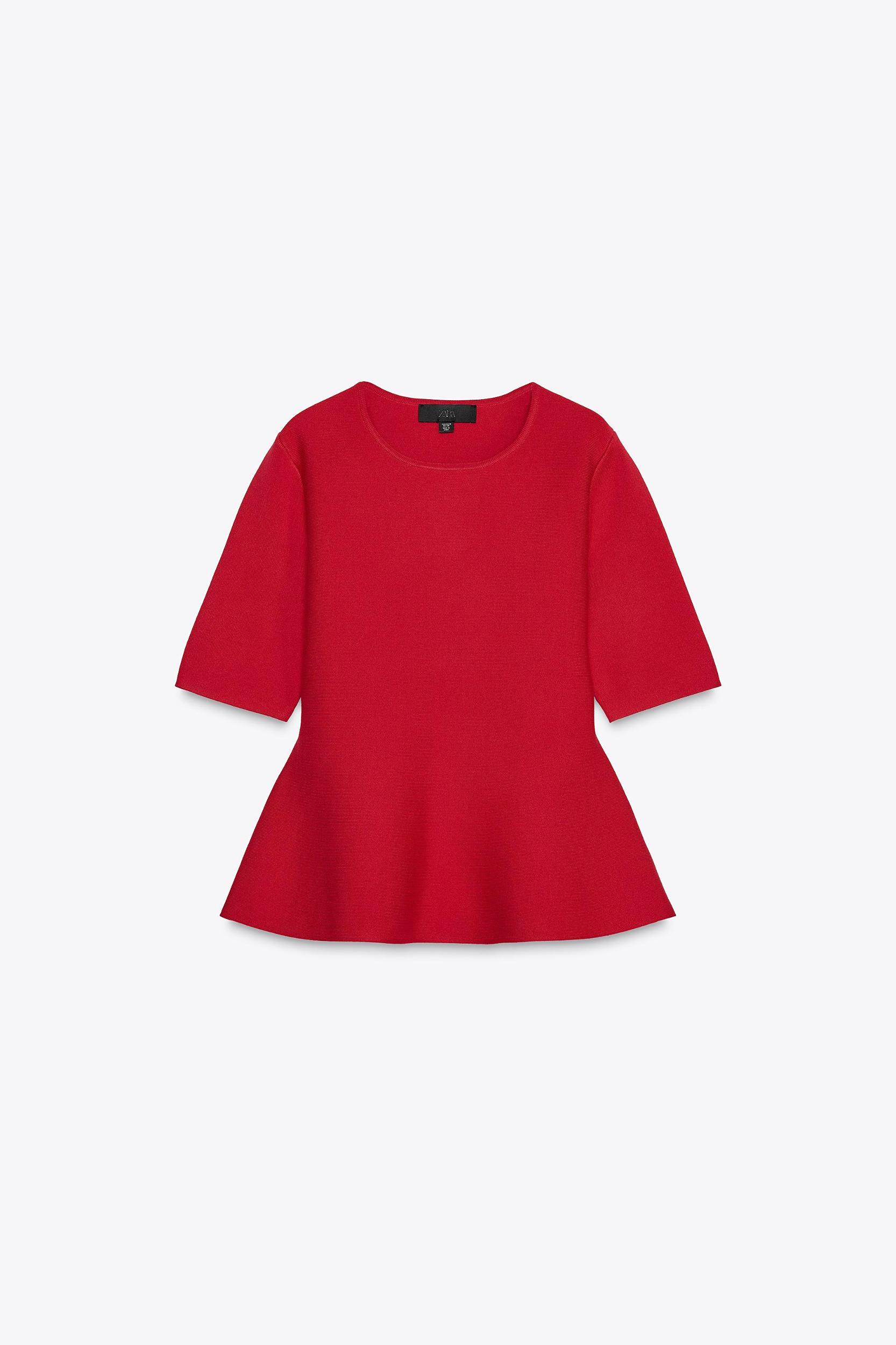 BASIC KNIT PEPLUM TOP Product Image