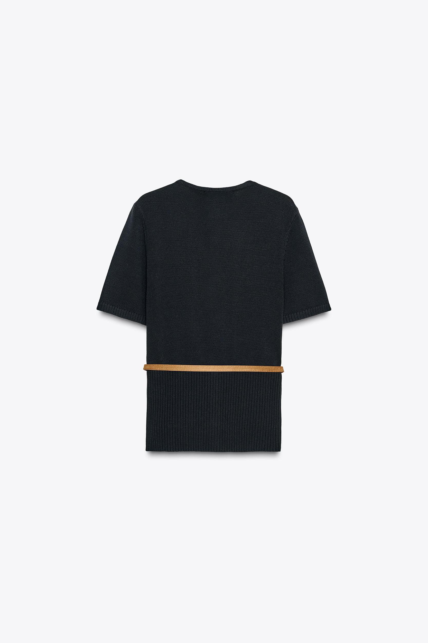 BELTED SHORT SLEEVE KNIT CARDIGAN Product Image