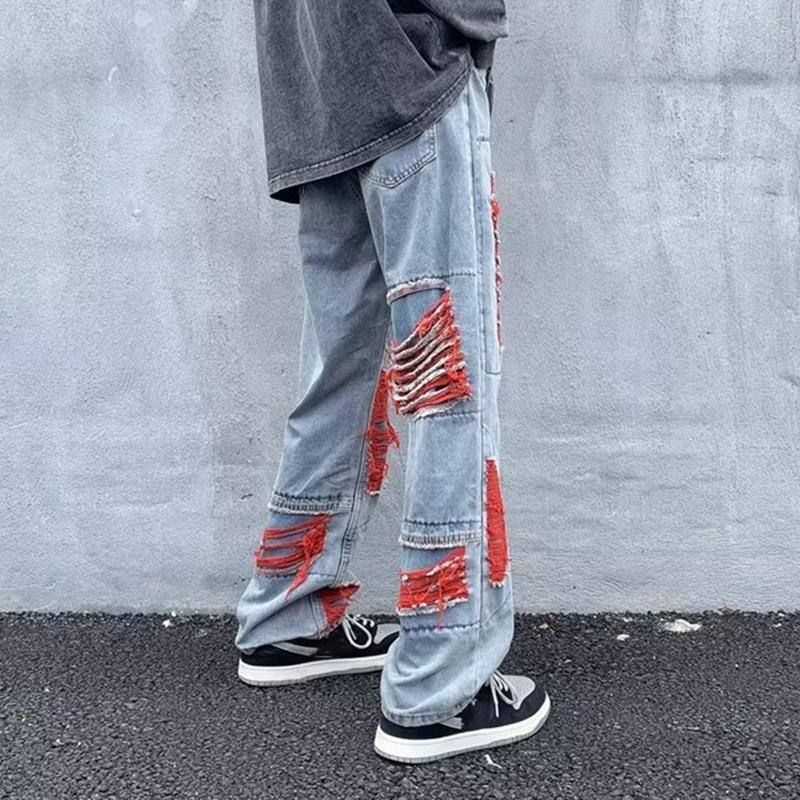 Sopula Men's Trendy Street Ripped Loose Straight Jeans Product Image