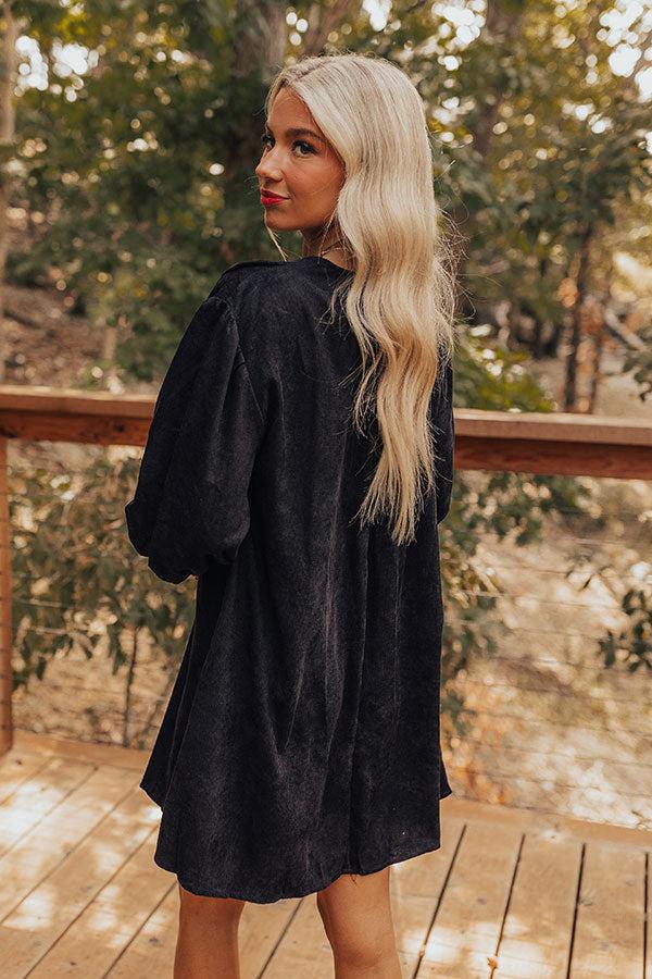 Cappuccino Cutie Corduroy Mini Dress in Black Product Image