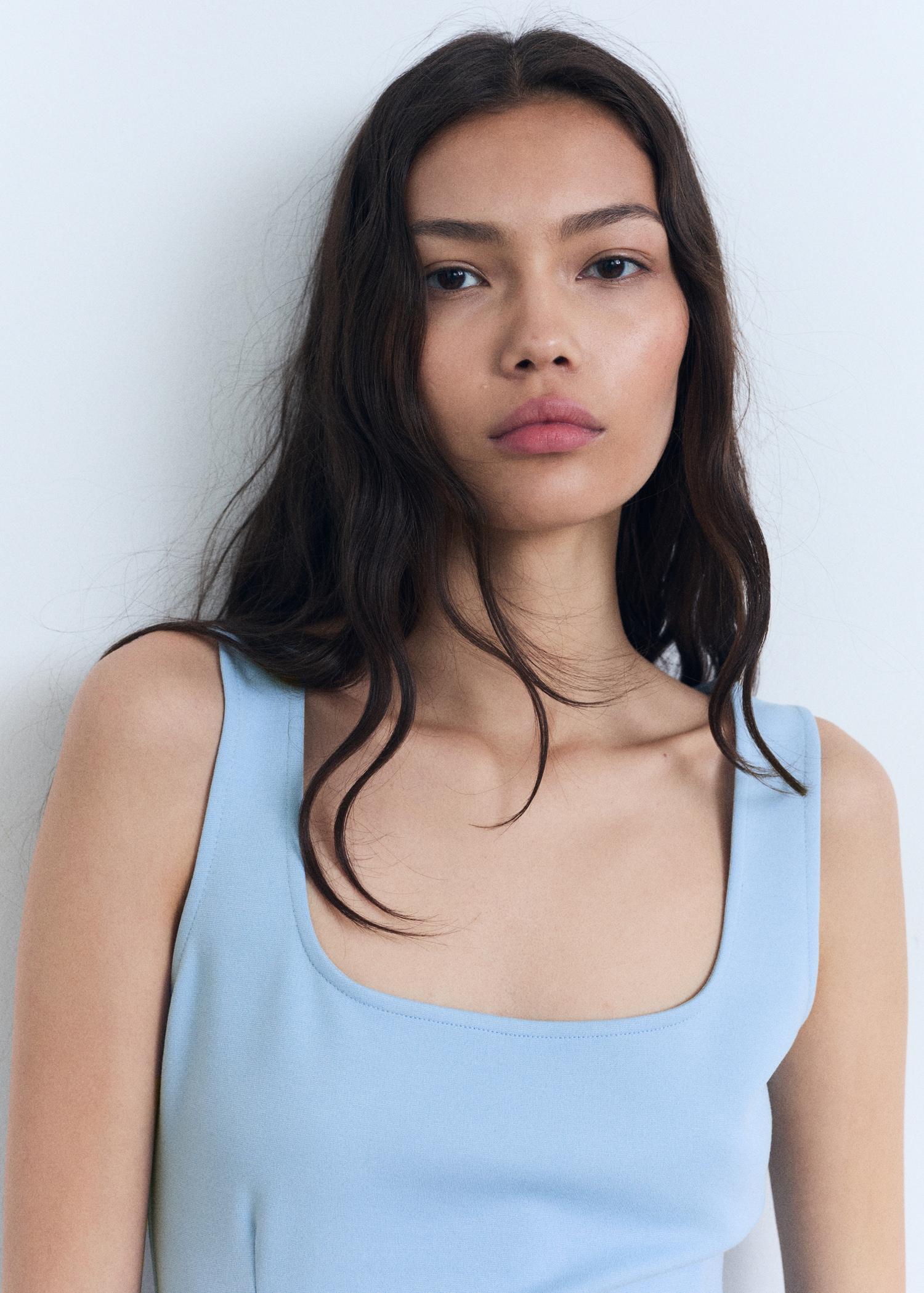 Short dress with wide straps - Women | MANGO USA Product Image