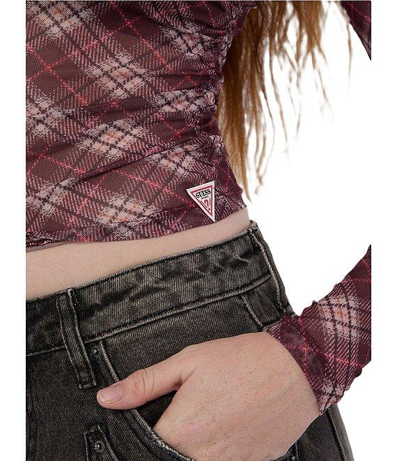 Guess Guess Originals Printed Shirred Mesh Long Sleeve Top Product Image