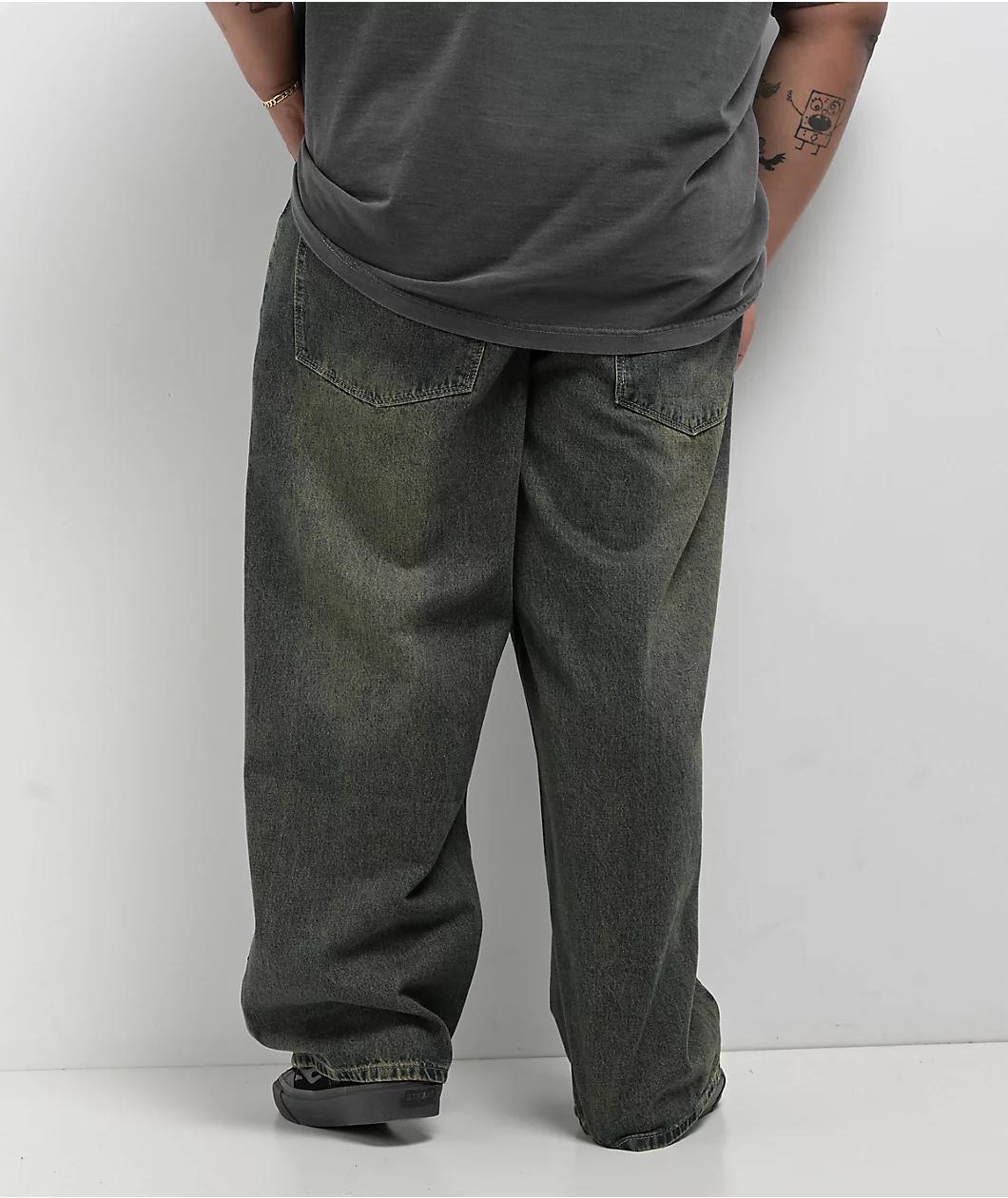 Empyre Dirty Dark Blue Wash Ultra Wide Skate Jeans Product Image