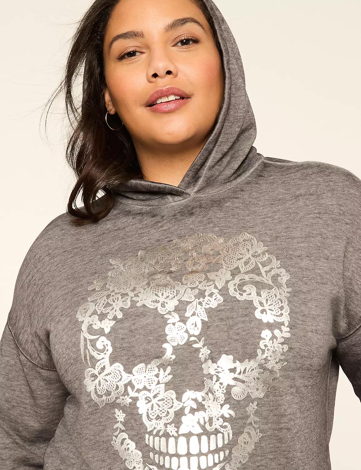 Relaxed Lace Skeleton Graphic Hoodie Product Image