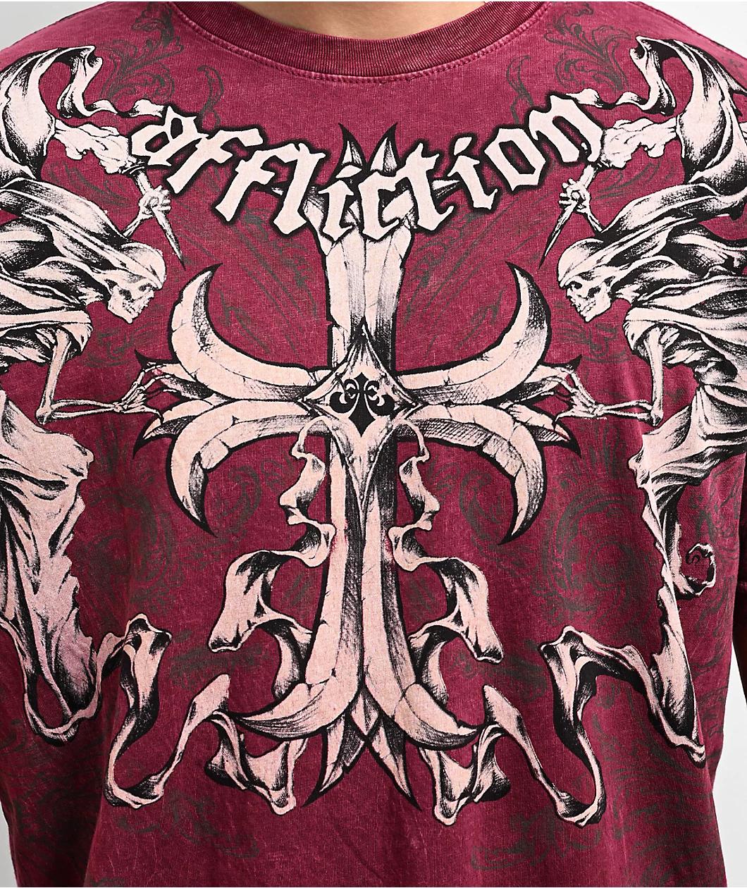 Affliction Jump Burgundy T-Shirt Product Image