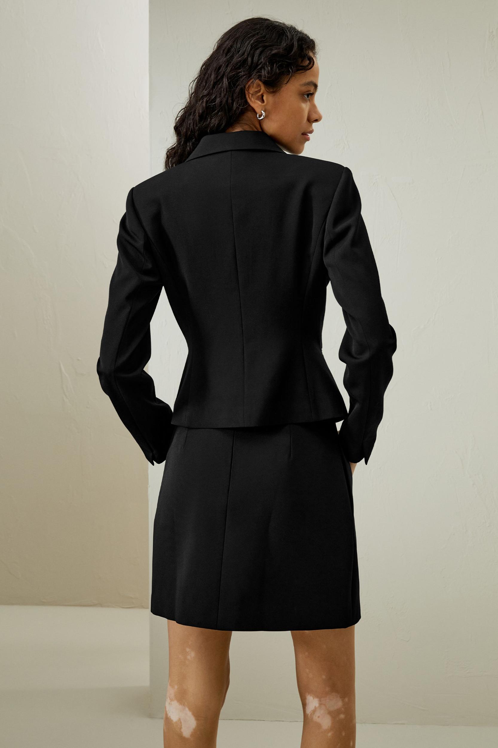 LILYSILK Woolen Blazer for Women Navy Blue Wool Wardrobe Must-Have Double-Breasted Blazer 12 Product Image