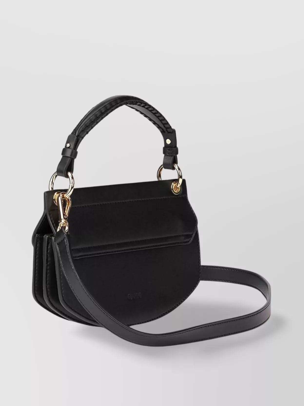 GANNI Womens Black Apo-g Mini Leather-blend Top-handle Bag Product Image