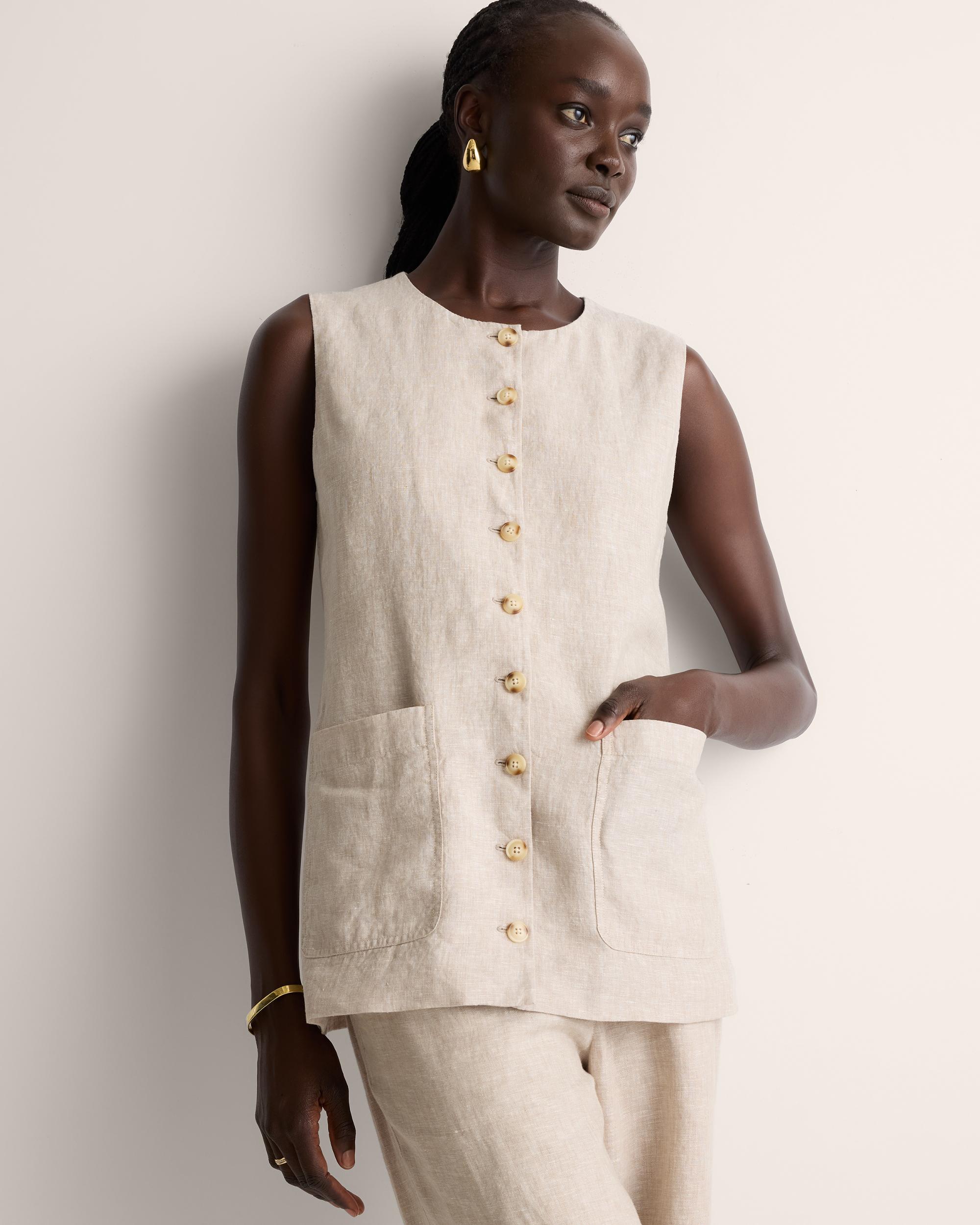 Quince | Women's 100% European Linen Longline Vest Product Image