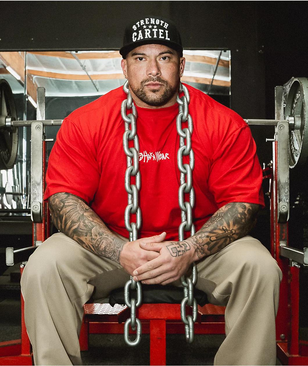 Shaka Wear Embroidered Logo Red Heavyweight T-Shirt Product Image