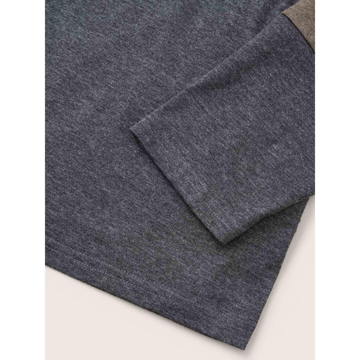 Plus Size Two Tone Contrast Round Neck T-shirt Multicolor Women Casual Contrast Plain Round Neck Everyday T-shirts BloomChic 18-20/2X Product Image