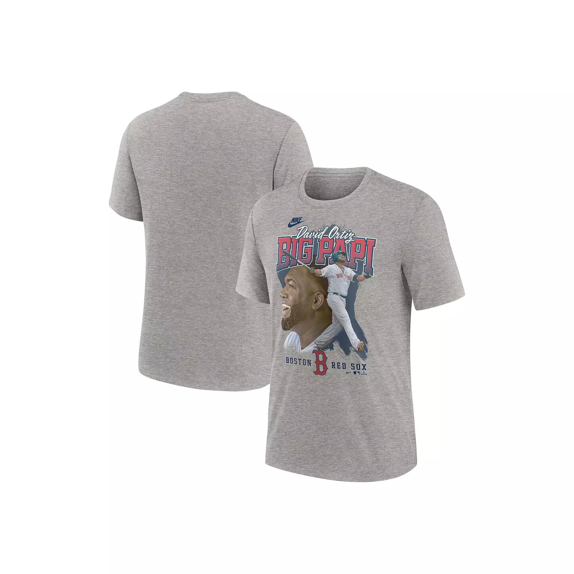 Men's Nike David Ortiz Heather Gray Boston Red Sox Cooperstown Collection Player Local T-Shirt, Size: Medium, Grey Product Image
