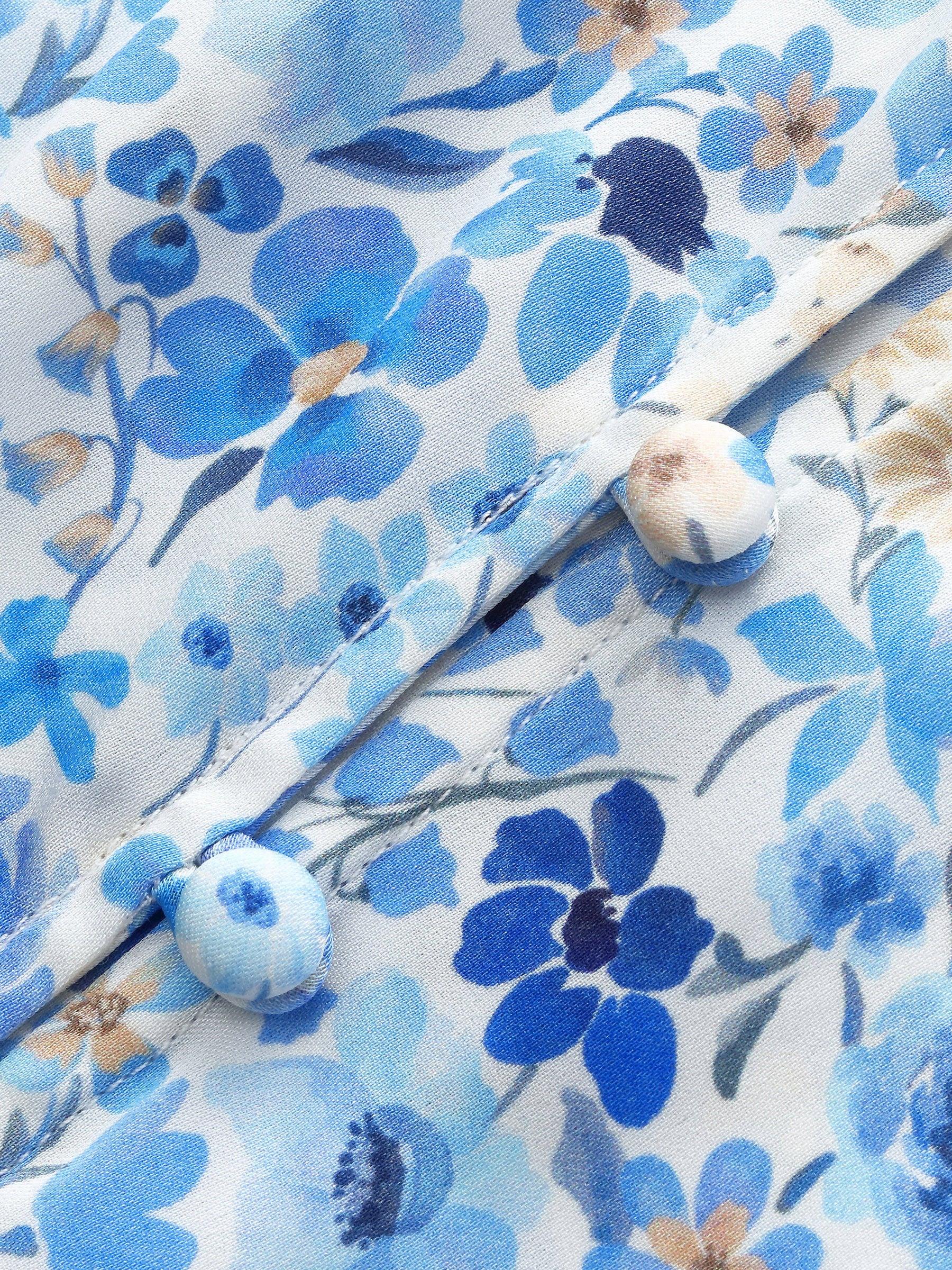 19MM Mulberry Silk Floral Print Ruffle Collar Maxi Dress Product Image