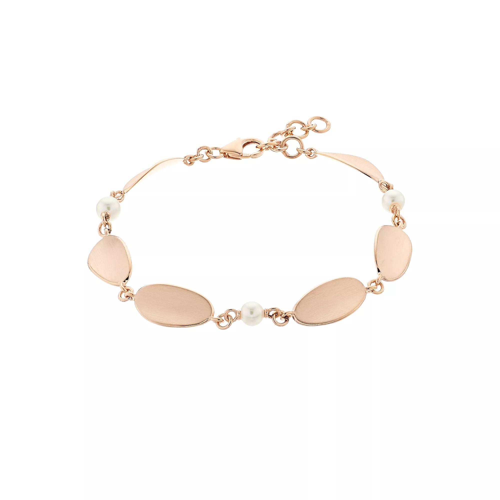 18k Rose Gold Over Silver Akoya Cultured Pearl Bracelet, Women's, Pink Tone Product Image