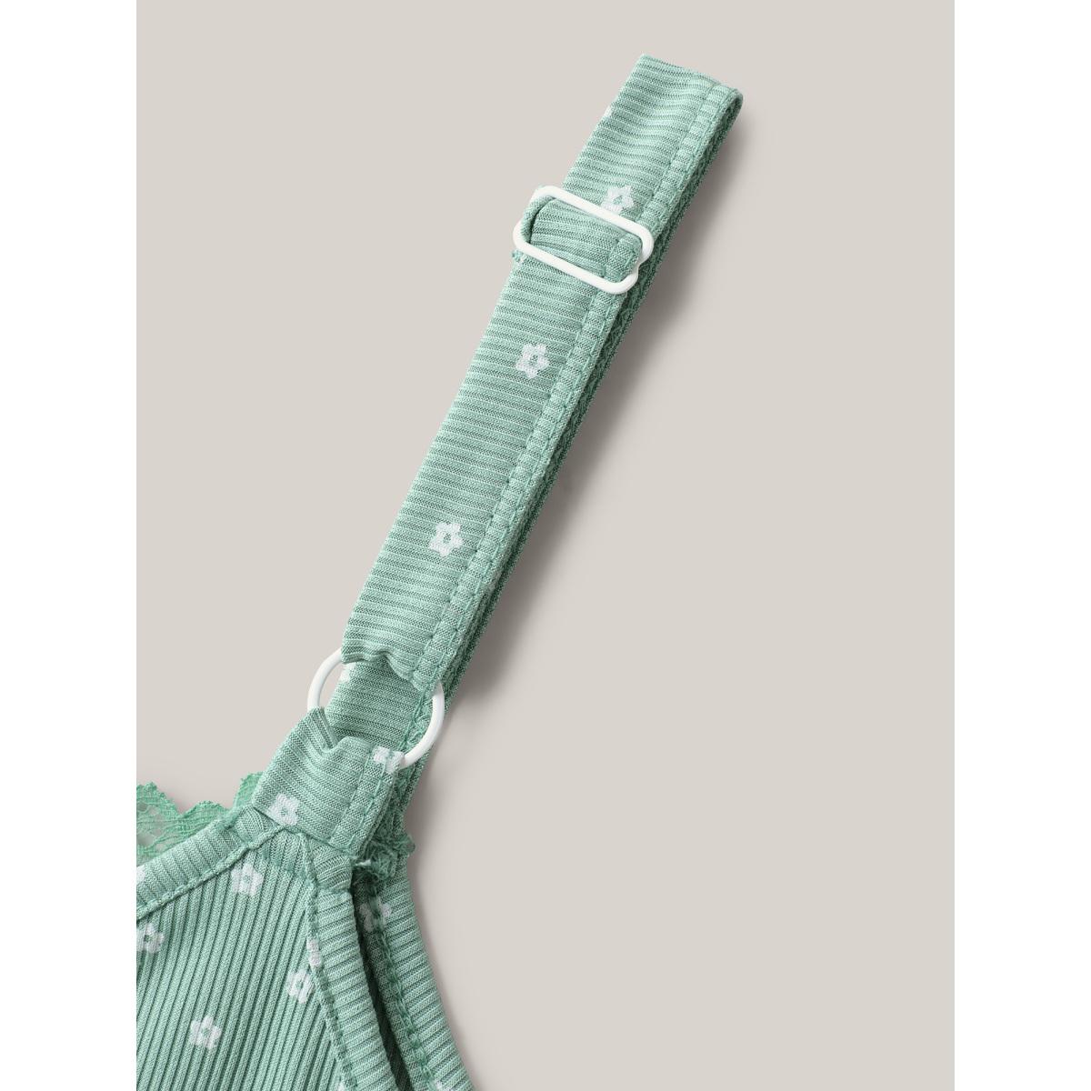 Plus Size Lace Neck Polka Dots Textured Loungewear Women Greenbean Leisure V-neck Loungewear BloomChic 26/4X Product Image