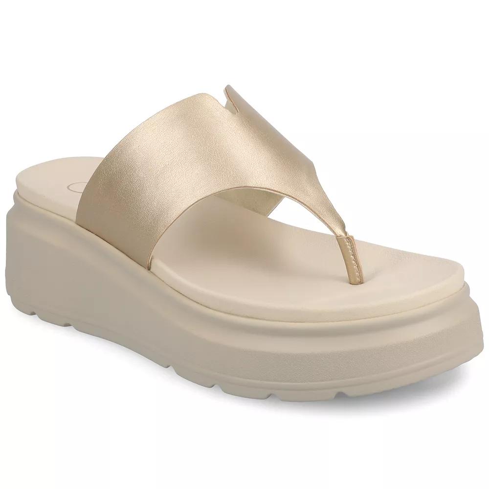 Journee Carah Wedge Thong Flip Flop Women's Sandals,  Product Image