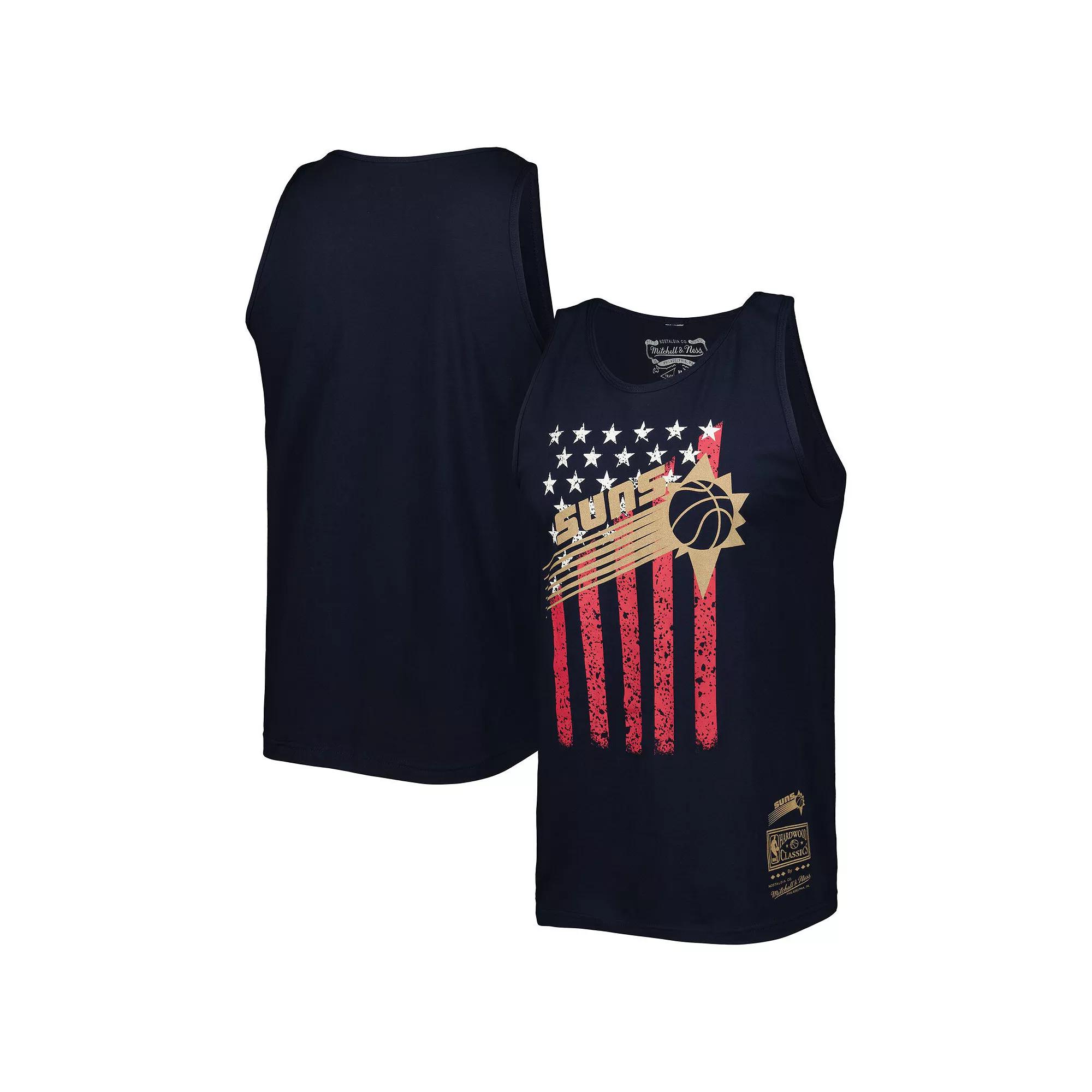 Men's Mitchell & Ness Navy Phoenix Suns Hardwood Classics Americana Stars and Stripes Tank Top,  Product Image
