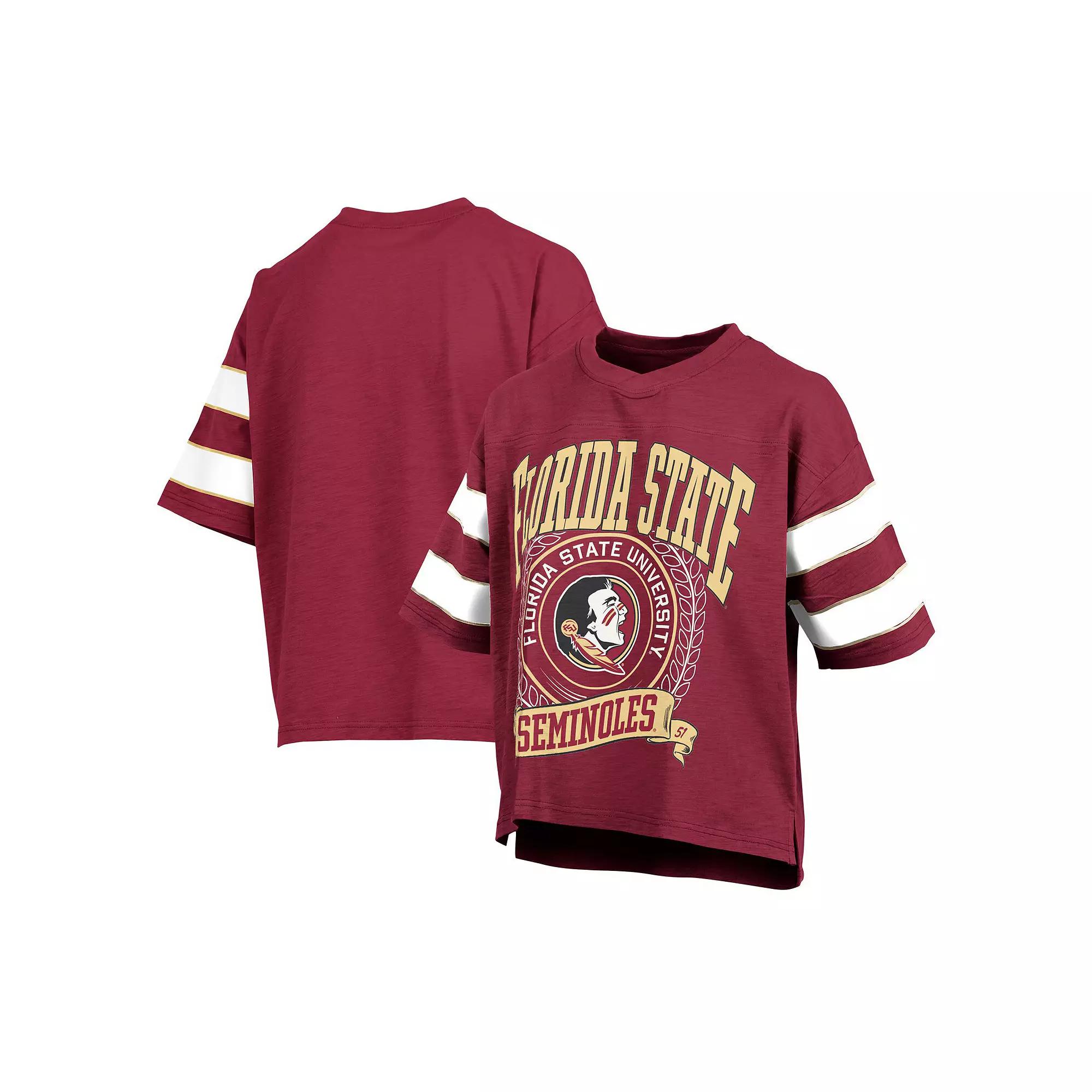 Women's Pressbox Garnet Florida State Seminoles Emily Sleeve Stripe Slub T-Shirt, Size: Large, Red Product Image