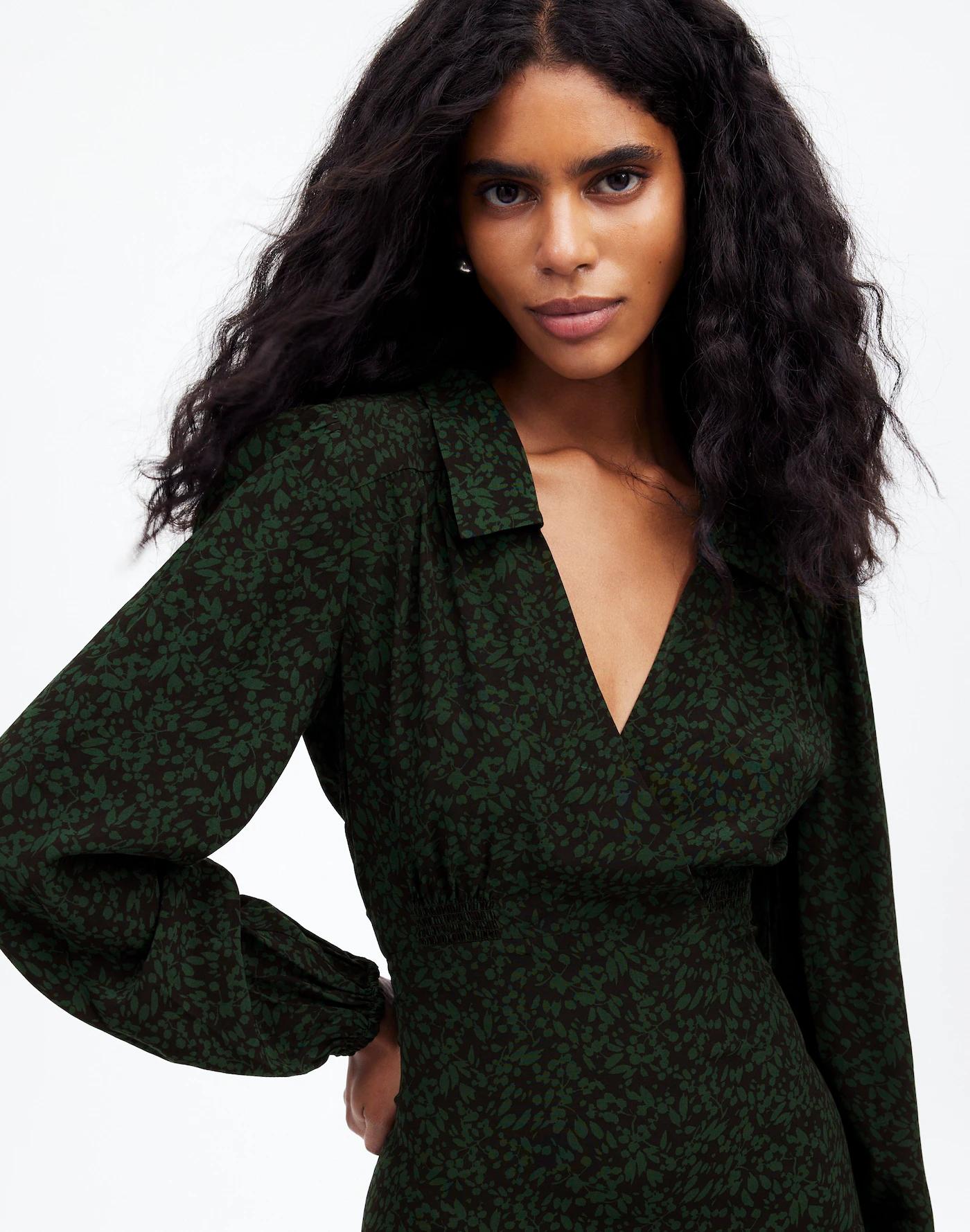 Long-Sleeve Mini Shirtdress in Floral Product Image