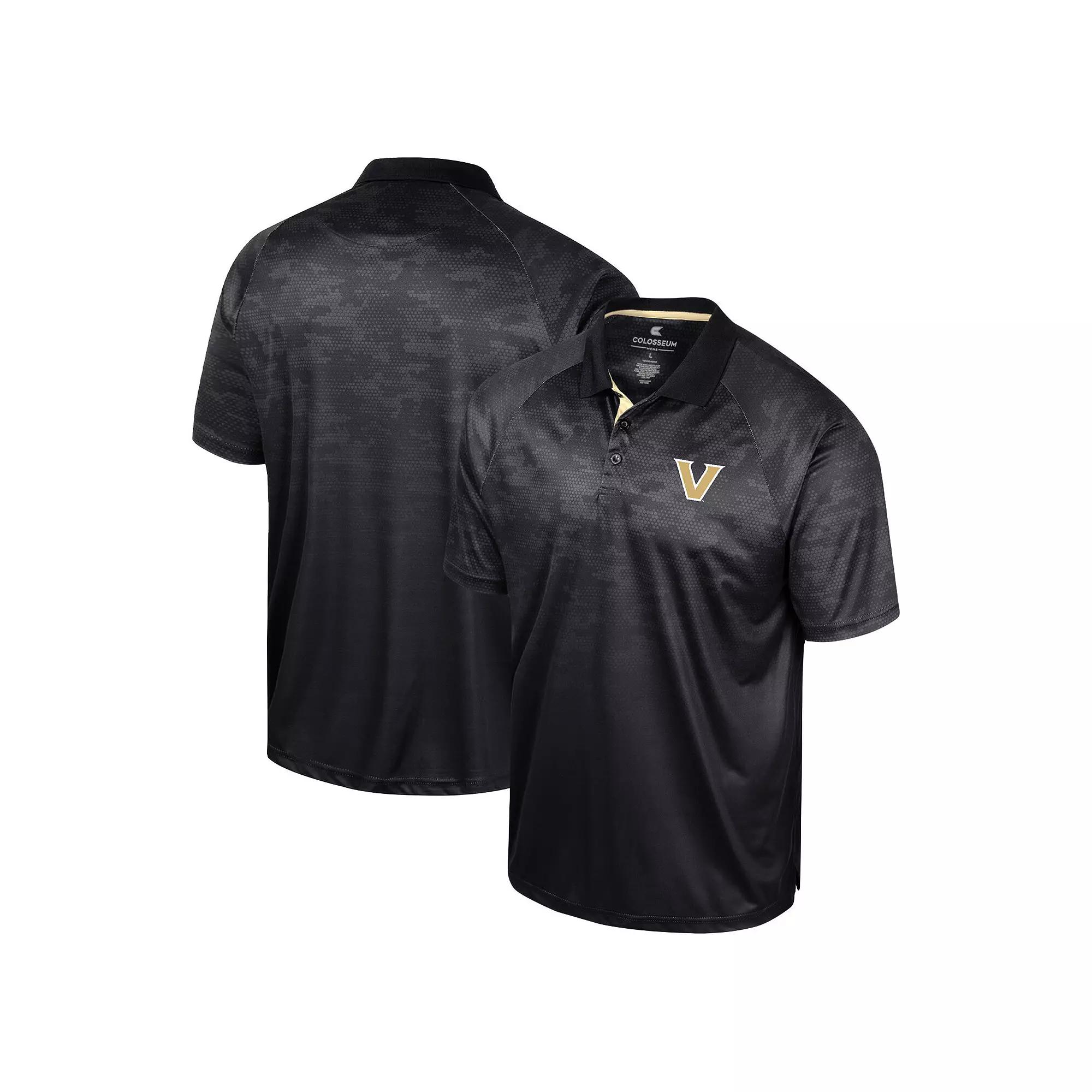 Men's Colosseum Black Vanderbilt Commodores Honeycomb Raglan Polo, Size: Medium Product Image