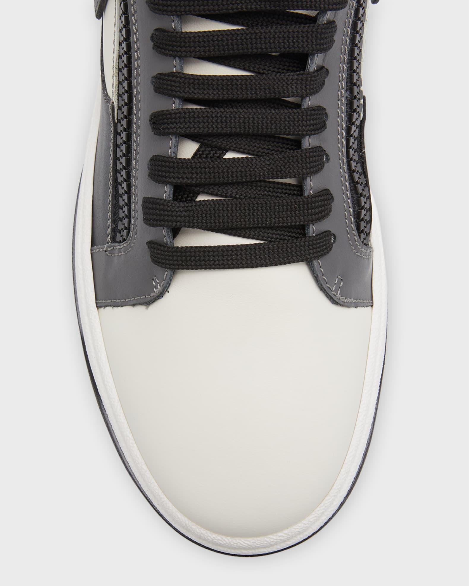 Men's Leather Low-Top Zip Sneakers Product Image