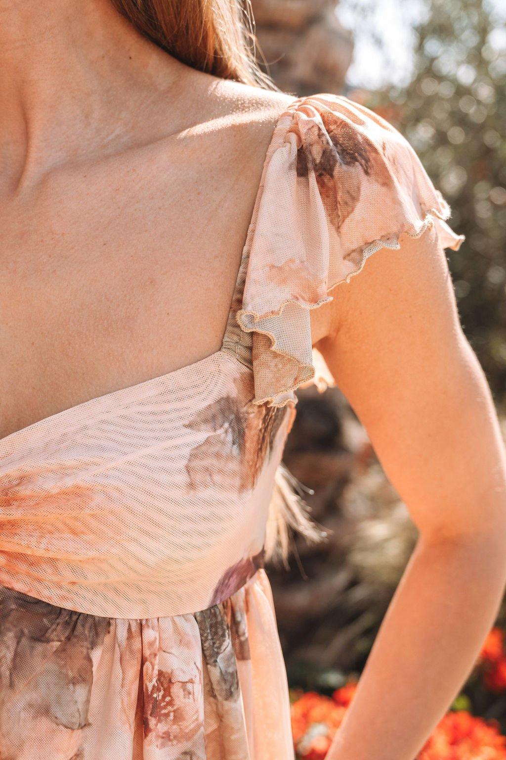 Natural Floral Print Sweetheart Babydoll Top - DOORBUSTER Female Product Image