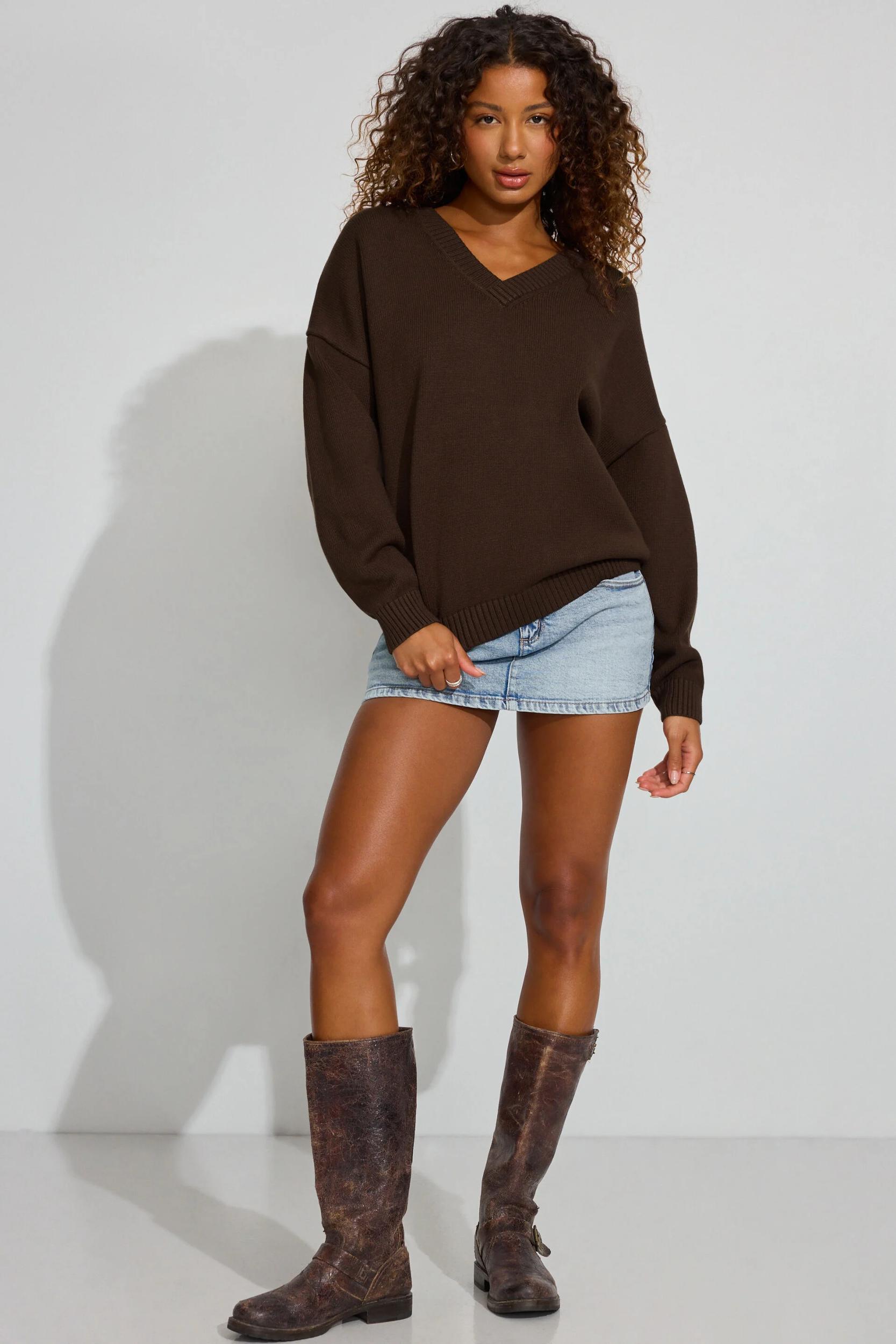 V-Neck Oversized Sweater Product Image