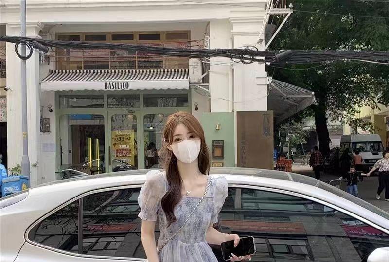 Short-Sleeve Square Neck Floral Print Tiered Shirred Maxi A-Line Dress Product Image