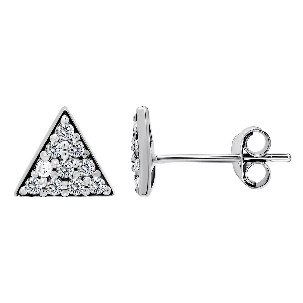 Aleure Precioso Pave Cubic Zirconia Triangle Stud Earrings, Women's, Sterling Product Image