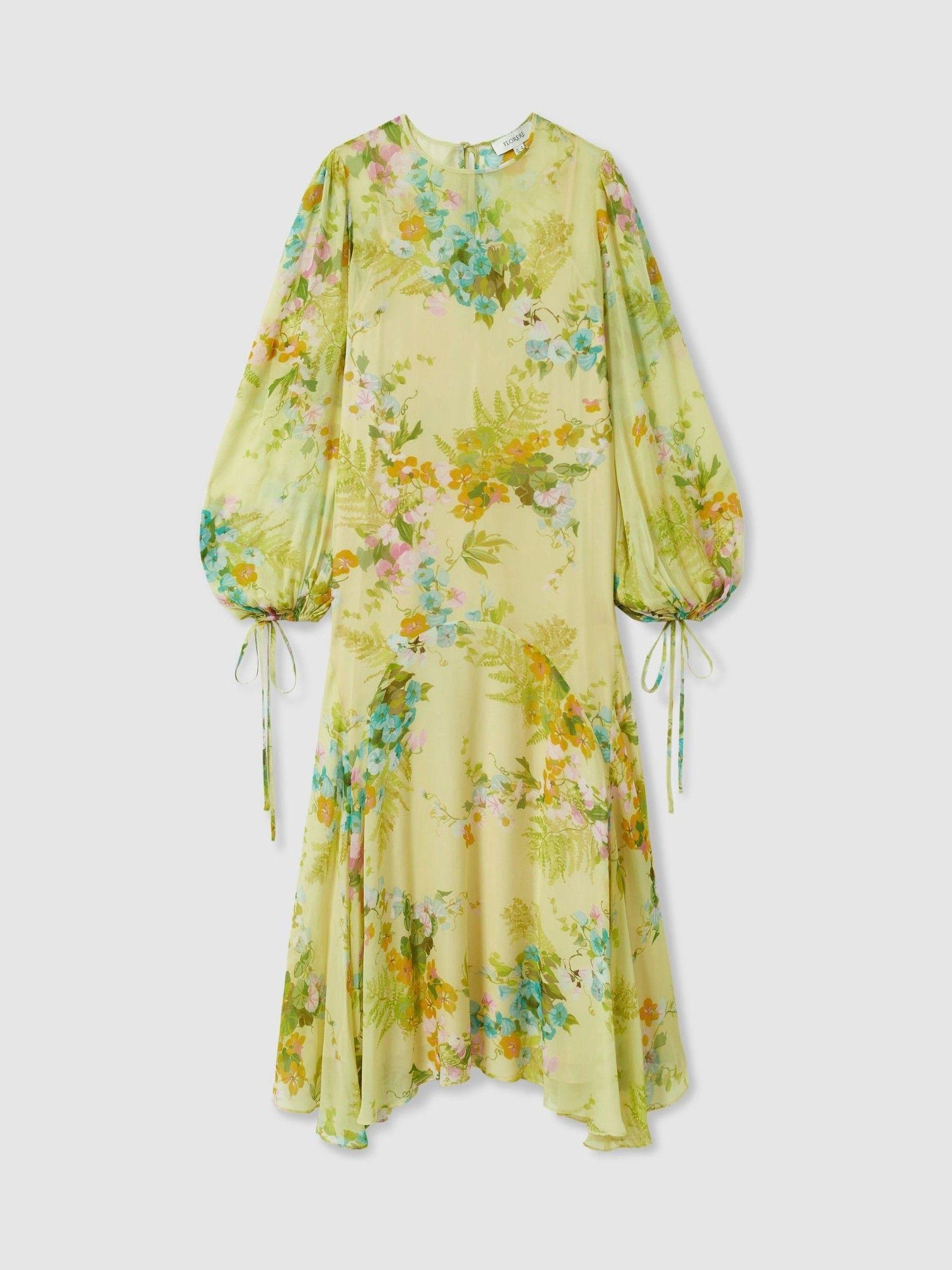 Florere Asymmetric Midi Dress in Pale Green Product Image