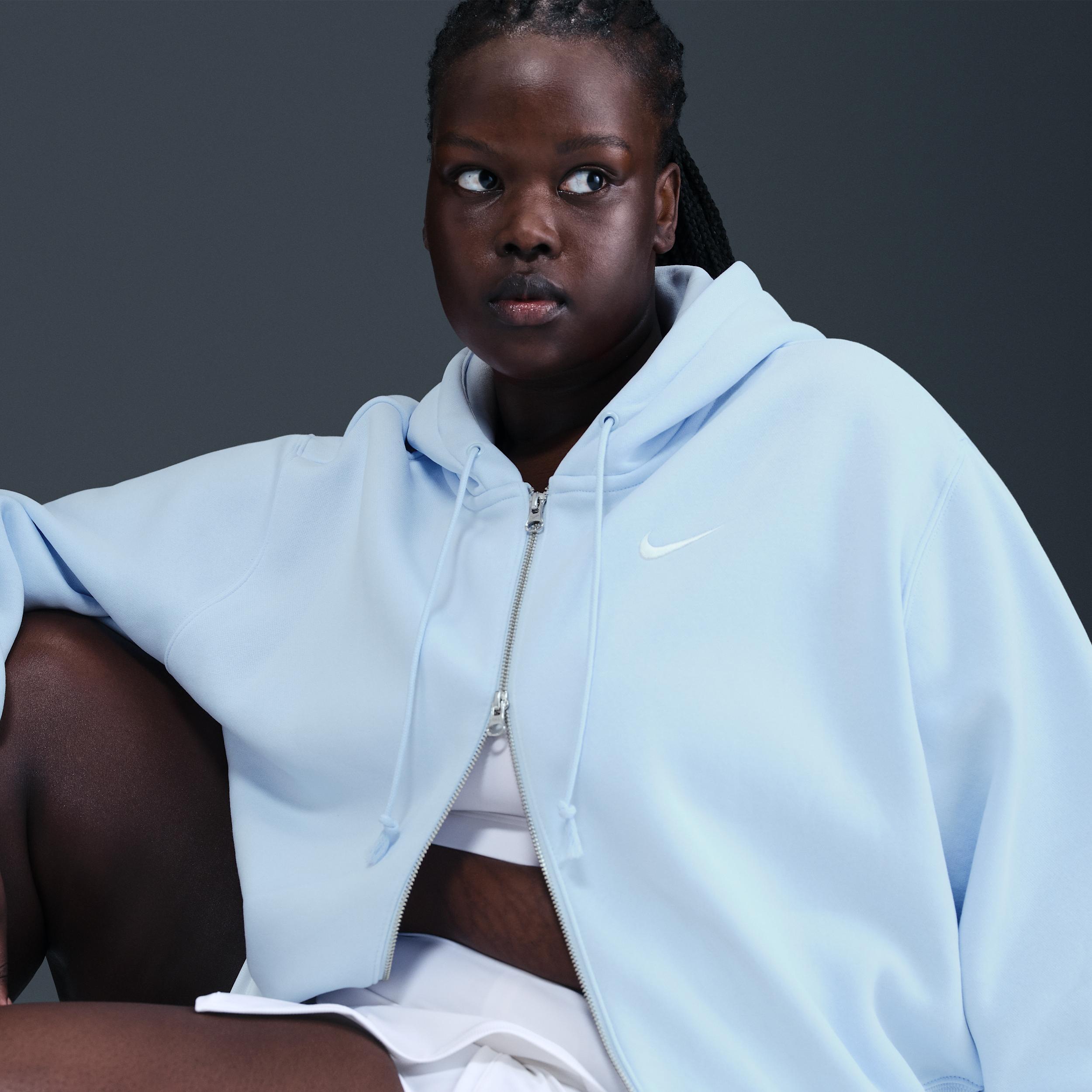 Women's Nike Sportswear Phoenix Fleece Loose Cropped Full-Zip Hoodie (Plus Size) Product Image