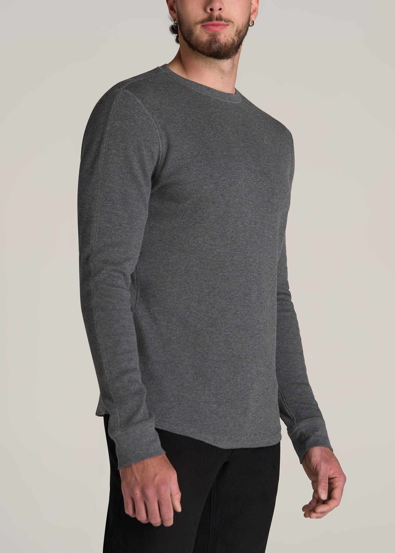 Double Honeycomb Thermal Crewneck  for Tall Men in Charcoal Mix Male Product Image