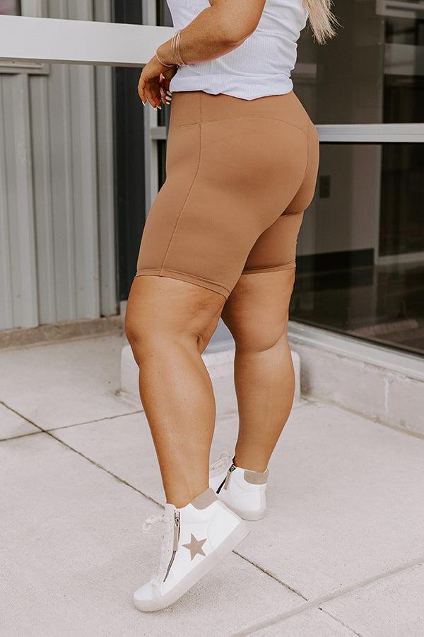 Favorite Adventure Butter Soft Biker Shorts In Camel Curves Product Image
