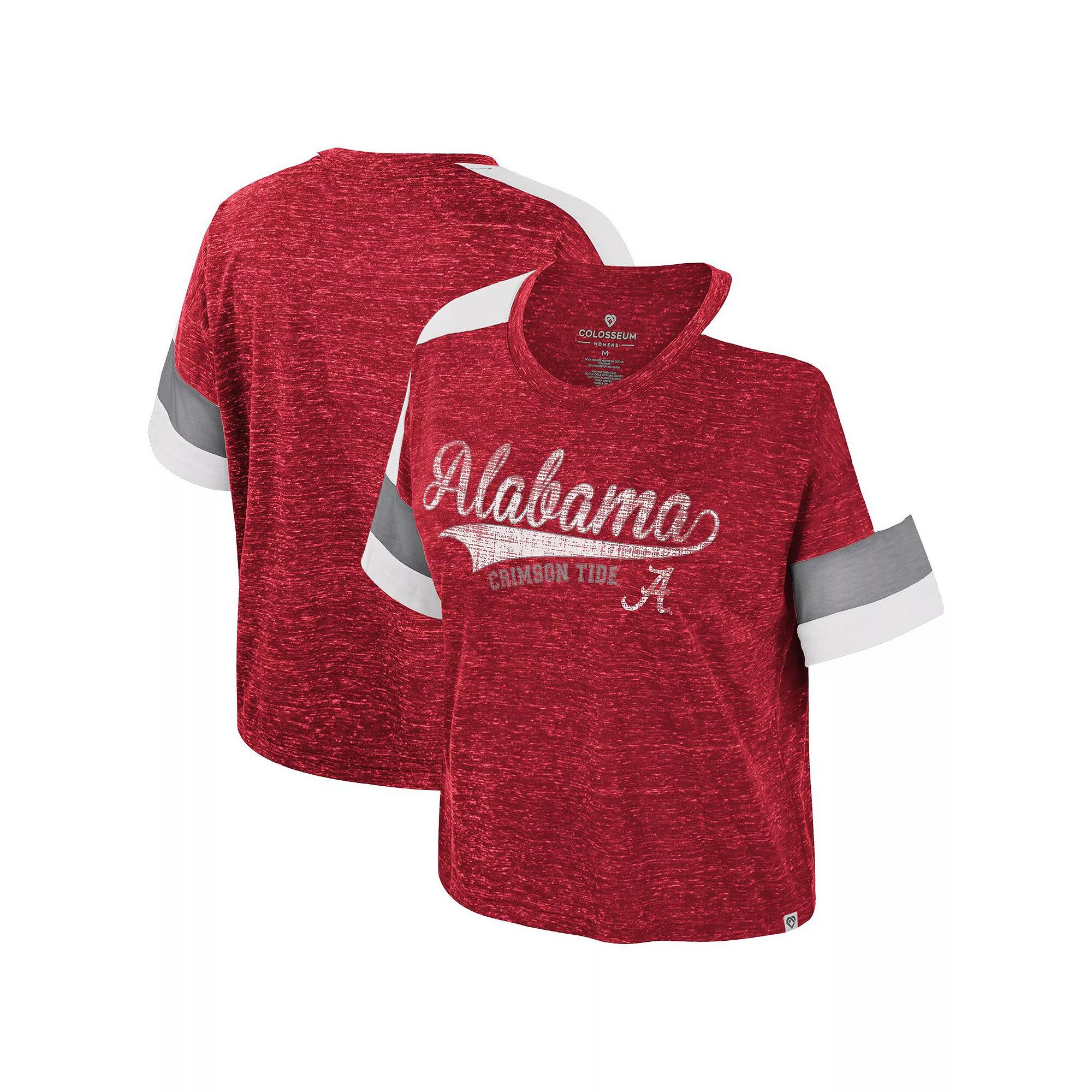 Women's Colosseum Crimson Alabama Crimson Tide Color Block Scoop Neck T-Shirt,  Product Image