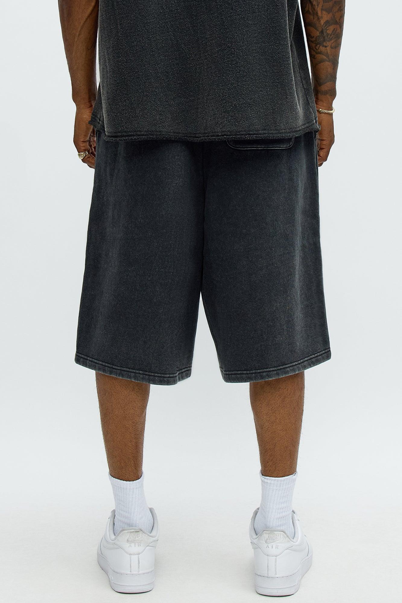 Tyson Baggy Washed Shorts - Black Wash Male Product Image
