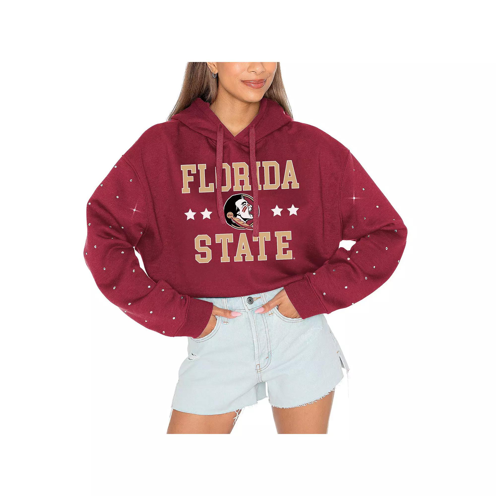 Women's Gameday Couture Garnet Florida State Seminoles Can't Lose Rhinestone Cropped Pullover Hoodie,  Product Image